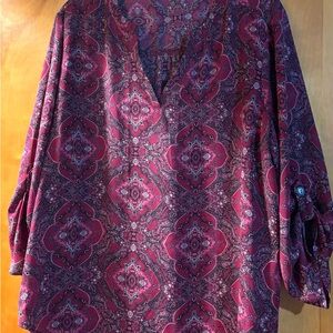 Maurices Paisley Blouse - Red and Purple